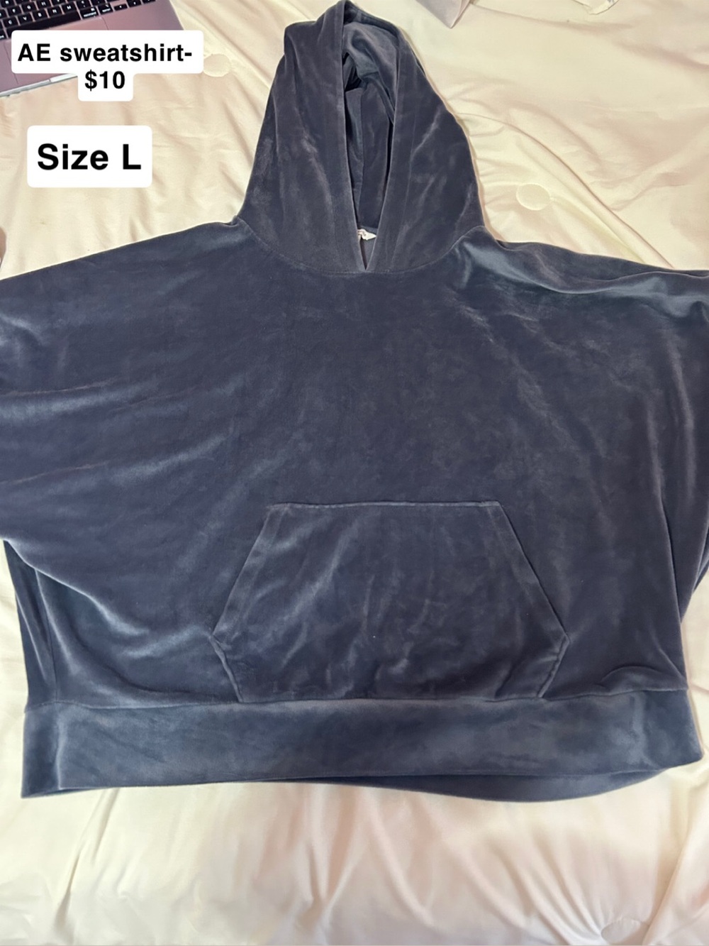 American Eagle Outfitters navy blue velour hoodie